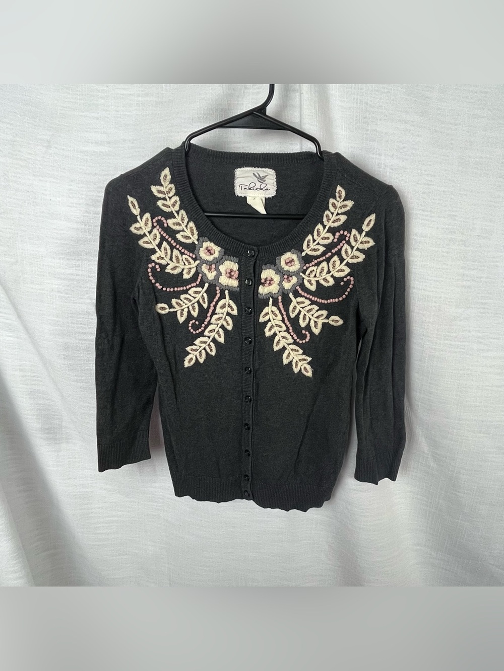 Tabitha Embroidered Beaded Coquette Floral Cardigan Women’s XS Cottage
